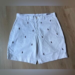 Polo Ralph Lauren Shorts Men's 36 Stretch Classic Fit White All Over Pony Print